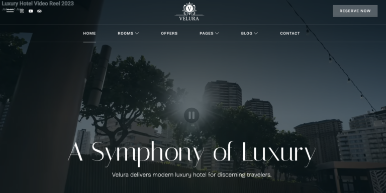 Stijlvoorbeeld webdesign voor hospitality & luxe — sober en tijdloos (sjabloonvoorbeeld, geen eigen project)